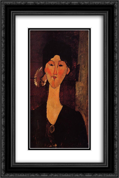 Portrait of Beatrice Hastings 16x24 Black Ornate Wood Framed Art Print Poster with Double Matting by Modigliani, Amedeo