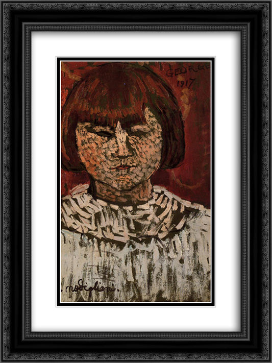 Portrait of George Ortiz 18x24 Black Ornate Wood Framed Art Print Poster with Double Matting by Modigliani, Amedeo