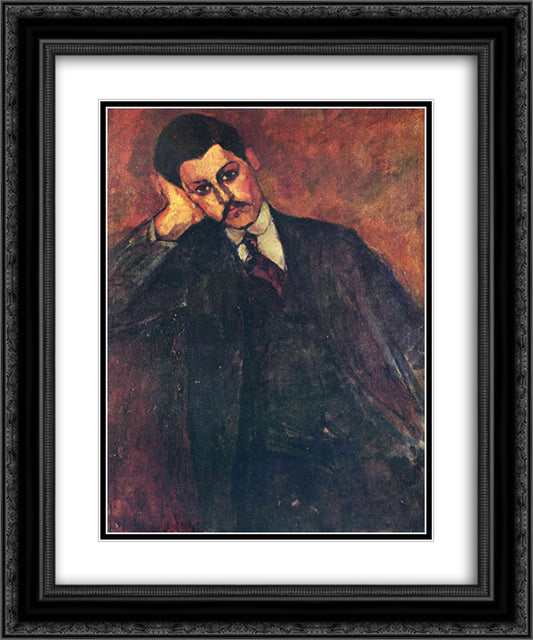 Portrait of Jean Alexandre 20x24 Black Ornate Wood Framed Art Print Poster with Double Matting by Modigliani, Amedeo