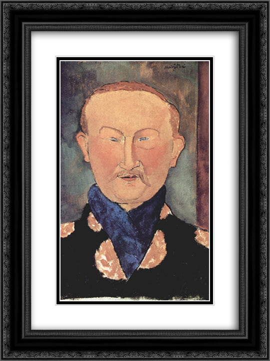 Portrait of Leon Bakst 18x24 Black Ornate Wood Framed Art Print Poster with Double Matting by Modigliani, Amedeo
