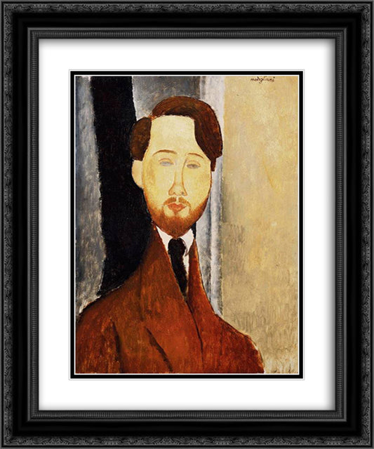 Portrait of Leopold Zborowski 20x24 Black Ornate Wood Framed Art Print Poster with Double Matting by Modigliani, Amedeo