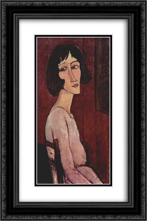 Portrait of Margarita 16x24 Black Ornate Wood Framed Art Print Poster with Double Matting by Modigliani, Amedeo