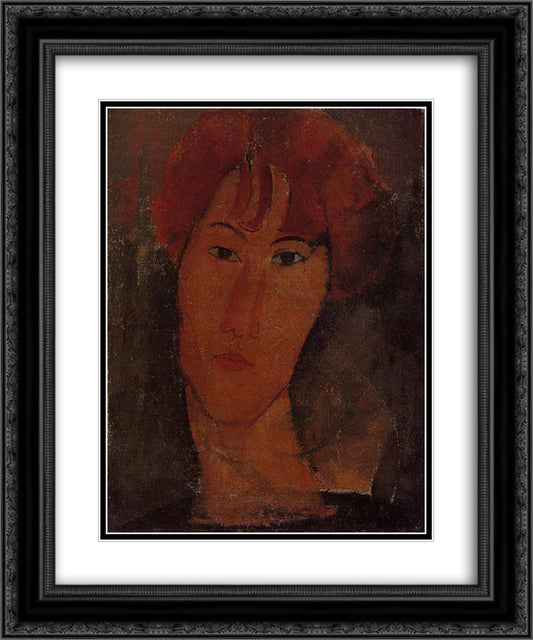 Portrait of Pardy 20x24 Black Ornate Wood Framed Art Print Poster with Double Matting by Modigliani, Amedeo