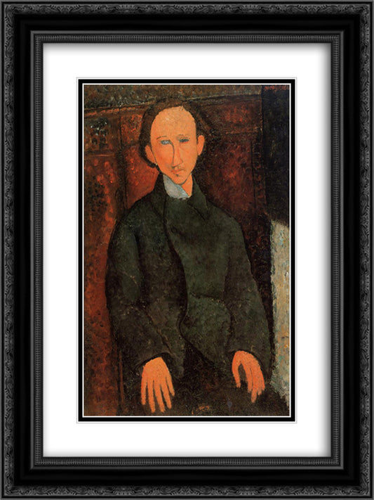 Portrait of Pinchus Kremenge 18x24 Black Ornate Wood Framed Art Print Poster with Double Matting by Modigliani, Amedeo