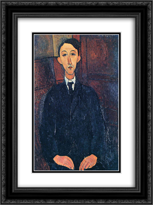 Portrait of the painter Manuel Humbert 18x24 Black Ornate Wood Framed Art Print Poster with Double Matting by Modigliani, Amedeo