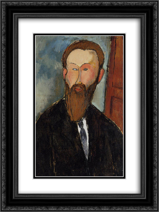 Portrait of the Photographer Dilewski 18x24 Black Ornate Wood Framed Art Print Poster with Double Matting by Modigliani, Amedeo