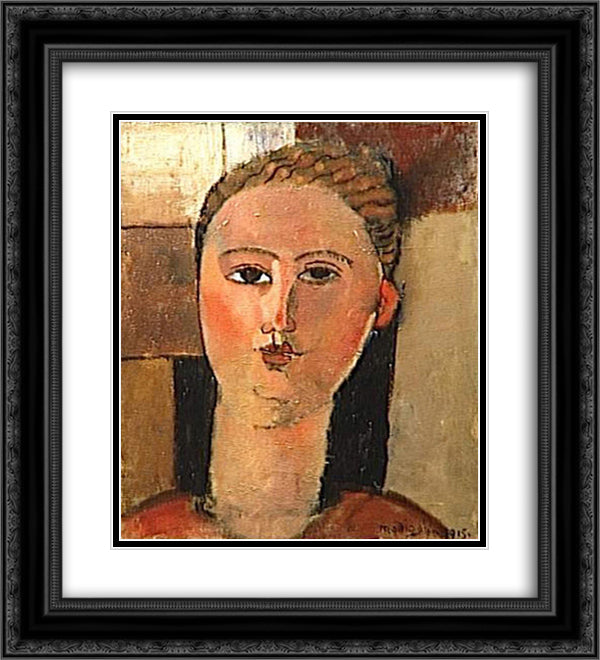 Redhead girl 20x22 Black Ornate Wood Framed Art Print Poster with Double Matting by Modigliani, Amedeo