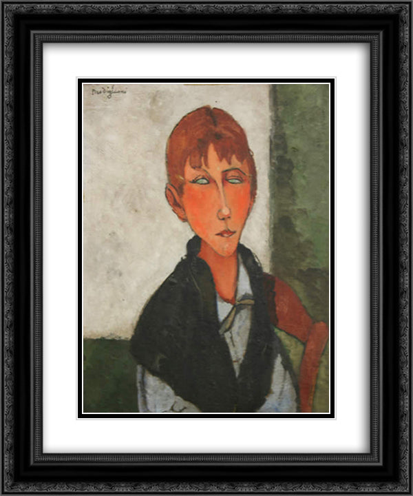 The Mistress 20x24 Black Ornate Wood Framed Art Print Poster with Double Matting by Modigliani, Amedeo