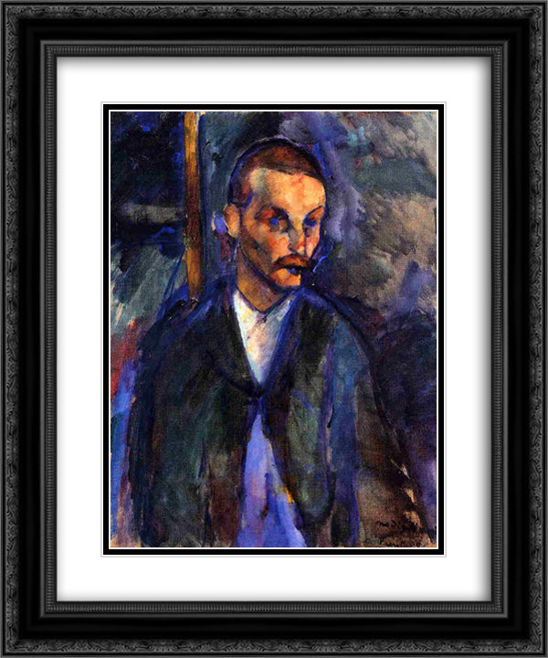 The peasant from Livorno 20x24 Black Ornate Wood Framed Art Print Poster with Double Matting by Modigliani, Amedeo