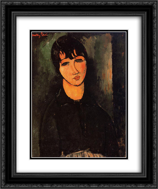 The Servant 20x24 Black Ornate Wood Framed Art Print Poster with Double Matting by Modigliani, Amedeo