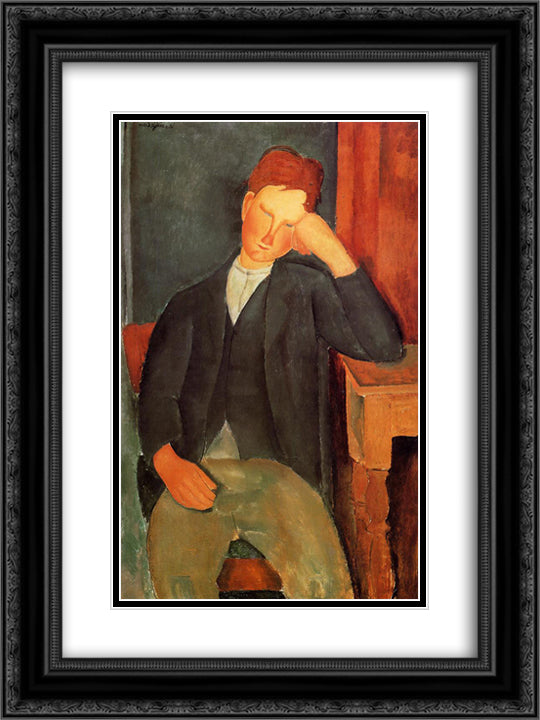 The young apprentice 18x24 Black Ornate Wood Framed Art Print Poster with Double Matting by Modigliani, Amedeo