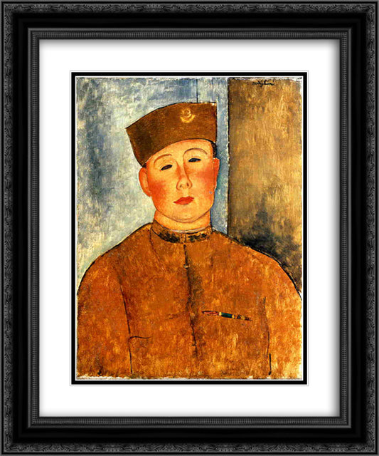 The Zouave 20x24 Black Ornate Wood Framed Art Print Poster with Double Matting by Modigliani, Amedeo
