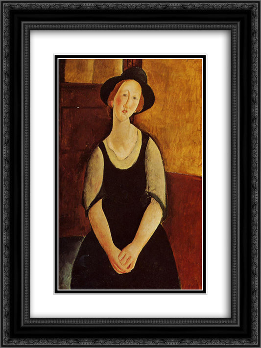 Thora Klinckowstrom 18x24 Black Ornate Wood Framed Art Print Poster with Double Matting by Modigliani, Amedeo