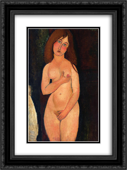 Venus (Standing nude) 18x24 Black Ornate Wood Framed Art Print Poster with Double Matting by Modigliani, Amedeo