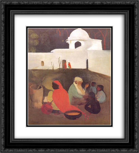 Ancient Storyteller 20x22 Black Ornate Wood Framed Art Print Poster with Double Matting by Sher Gil, Amrita