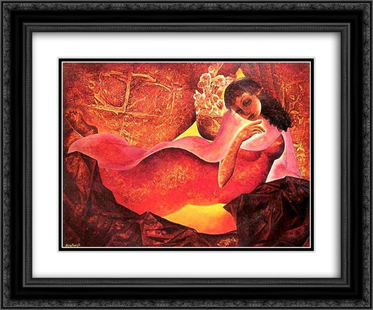 Shringaar 24x20 Black Ornate Wood Framed Art Print Poster with Double Matting by Sher Gil, Amrita