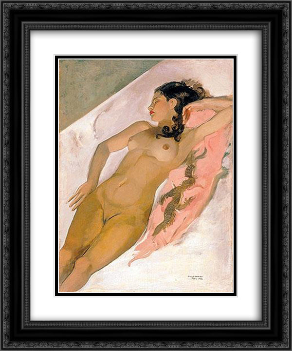 Sleeping woman 20x24 Black Ornate Wood Framed Art Print Poster with Double Matting by Sher Gil, Amrita