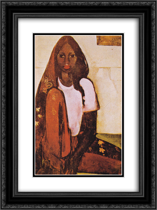 The Child Bride 18x24 Black Ornate Wood Framed Art Print Poster with Double Matting by Sher Gil, Amrita