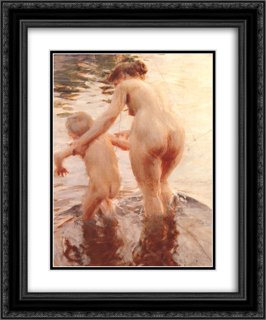 A premiere 20x24 Black Ornate Wood Framed Art Print Poster with Double Matting by Zorn, Anders