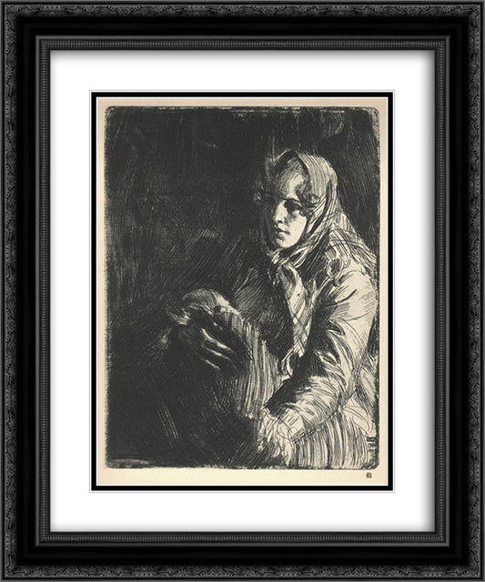 A Swedish Madonna 20x24 Black Ornate Wood Framed Art Print Poster with Double Matting by Zorn, Anders