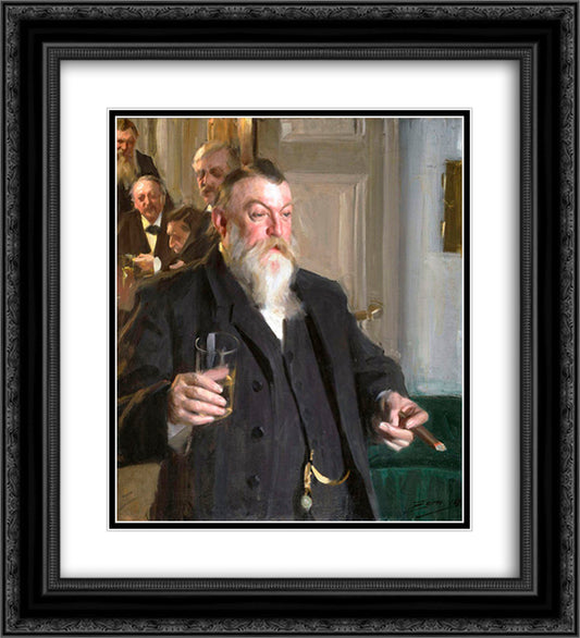 A Toast in the Idun Society 20x22 Black Ornate Wood Framed Art Print Poster with Double Matting by Zorn, Anders