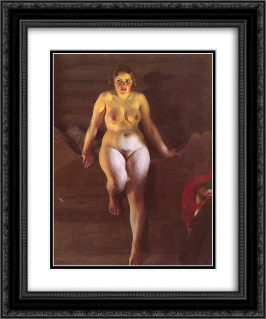 Bed on the loft 20x24 Black Ornate Wood Framed Art Print Poster with Double Matting by Zorn, Anders