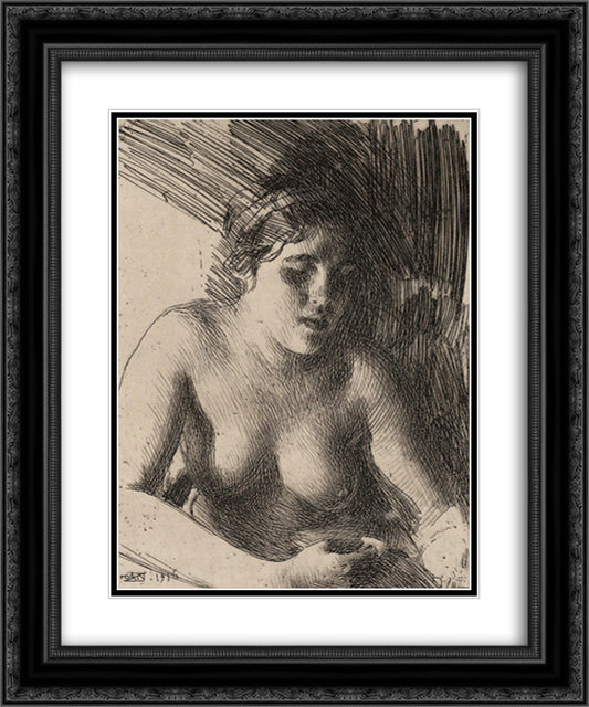 Bust 20x24 Black Ornate Wood Framed Art Print Poster with Double Matting by Zorn, Anders