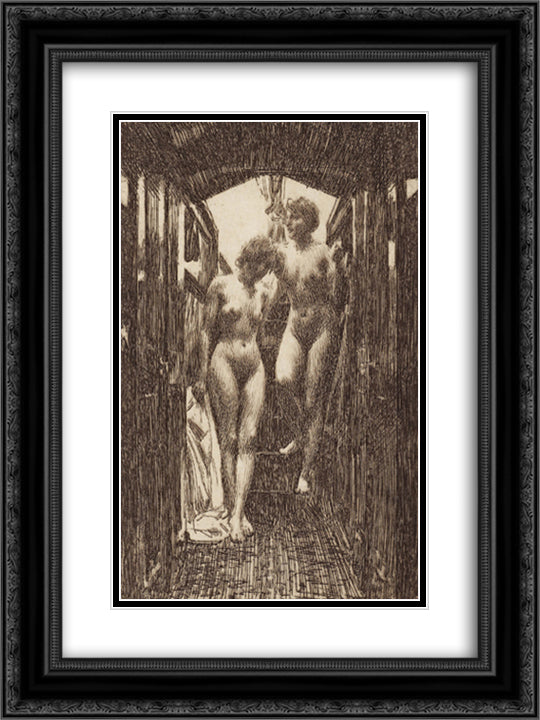 Cabin 18x24 Black Ornate Wood Framed Art Print Poster with Double Matting by Zorn, Anders
