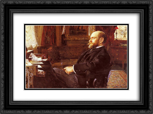 Ernest Cassel 24x18 Black Ornate Wood Framed Art Print Poster with Double Matting by Zorn, Anders