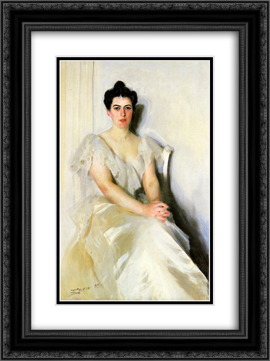 Frances Cleveland 18x24 Black Ornate Wood Framed Art Print Poster with Double Matting by Zorn, Anders
