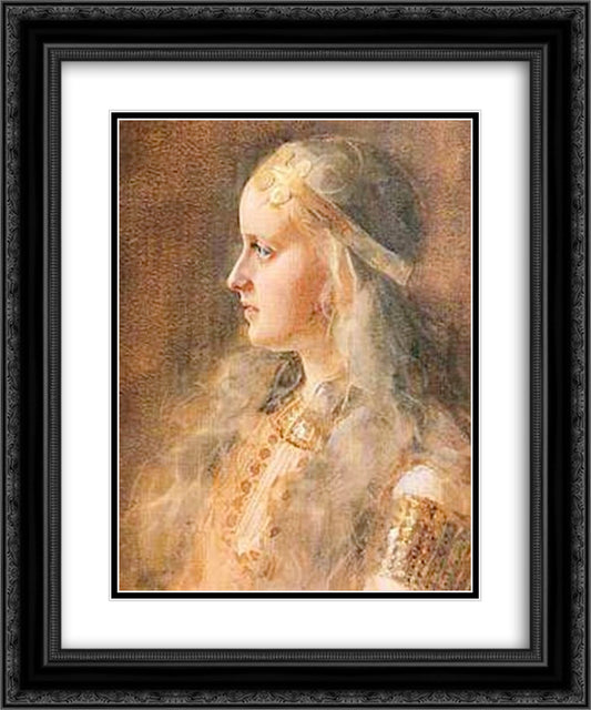 Gunnlod 20x24 Black Ornate Wood Framed Art Print Poster with Double Matting by Zorn, Anders