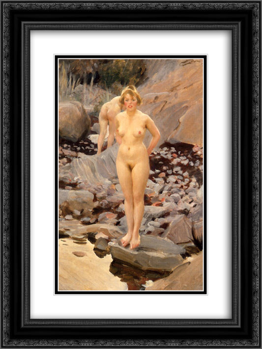 Helga 18x24 Black Ornate Wood Framed Art Print Poster with Double Matting by Zorn, Anders