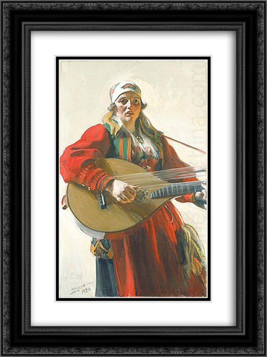 Home Tunes 18x24 Black Ornate Wood Framed Art Print Poster with Double Matting by Zorn, Anders