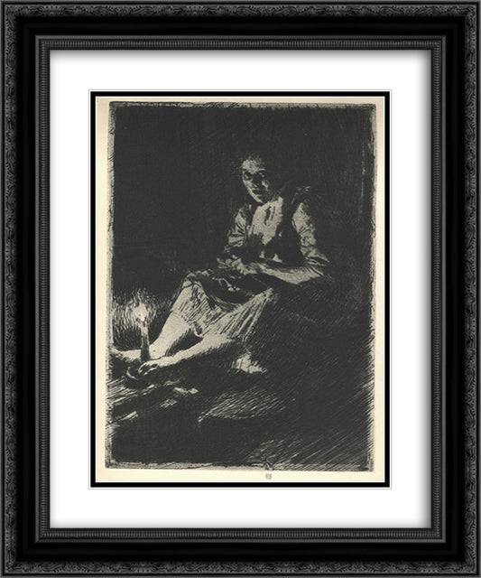 Ida 20x24 Black Ornate Wood Framed Art Print Poster with Double Matting by Zorn, Anders