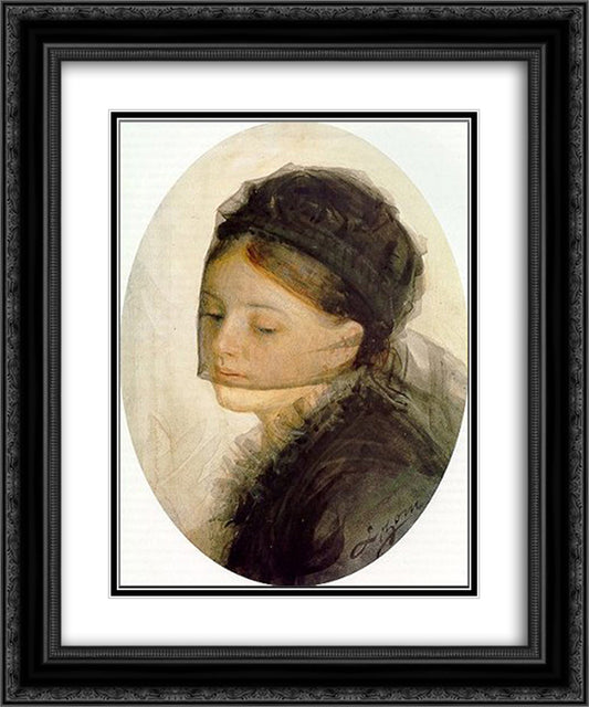 In mourning 20x24 Black Ornate Wood Framed Art Print Poster with Double Matting by Zorn, Anders