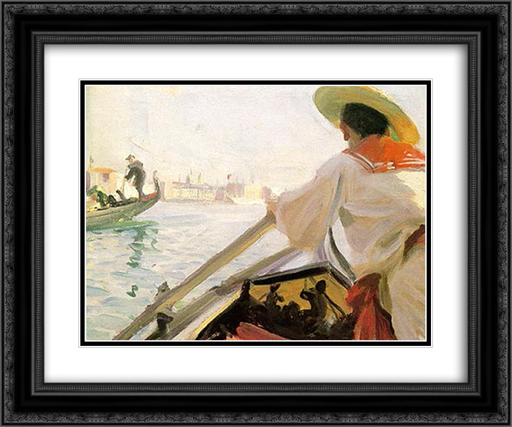 In my Gondola 24x20 Black Ornate Wood Framed Art Print Poster with Double Matting by Zorn, Anders
