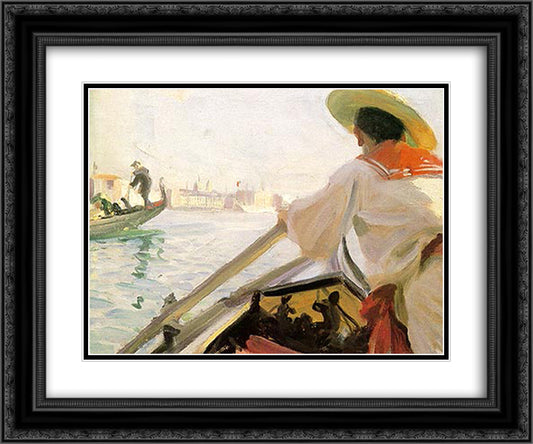 In my Gondola 24x20 Black Ornate Wood Framed Art Print Poster with Double Matting by Zorn, Anders