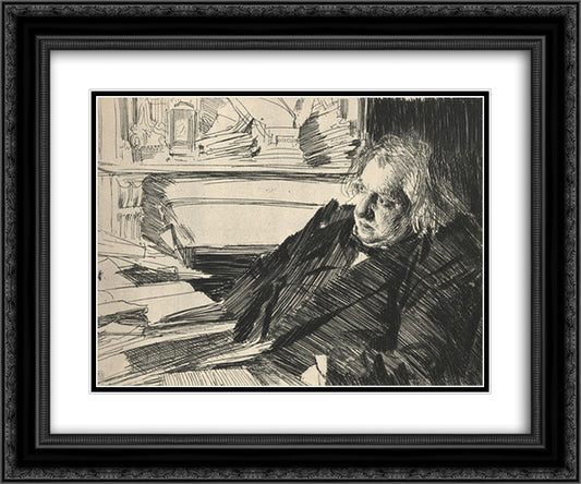 Joseph-Ernest Renan 24x20 Black Ornate Wood Framed Art Print Poster with Double Matting by Zorn, Anders