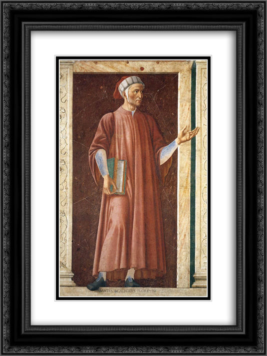 Dante Alighieri 18x24 Black Ornate Wood Framed Art Print Poster with Double Matting by Castagno, Andrea del