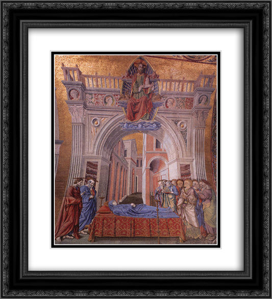 Dormition of the Virgin 20x22 Black Ornate Wood Framed Art Print Poster with Double Matting by Castagno, Andrea del