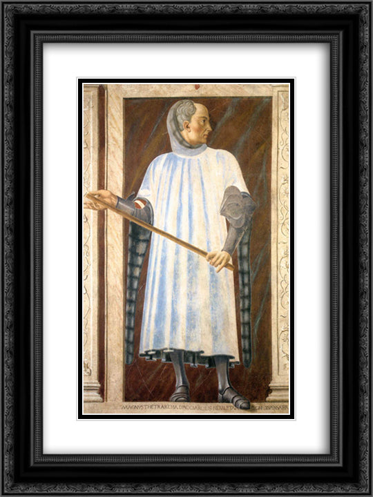 Niccolo Acciaioli 18x24 Black Ornate Wood Framed Art Print Poster with Double Matting by Castagno, Andrea del