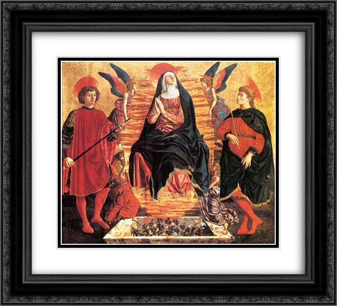 Our Lady of the Assumption with Saints Miniato and Julian 22x20 Black Ornate Wood Framed Art Print Poster with Double Matting by Castagno, Andrea del