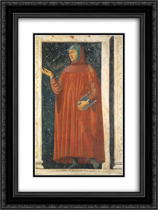 Petrarch 18x24 Black Ornate Wood Framed Art Print Poster with Double Matting by Castagno, Andrea del