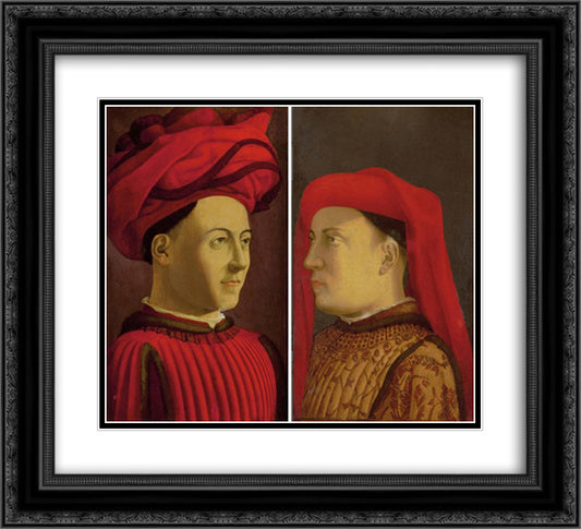 Portraits of two members of Medici family 22x20 Black Ornate Wood Framed Art Print Poster with Double Matting by Castagno, Andrea del