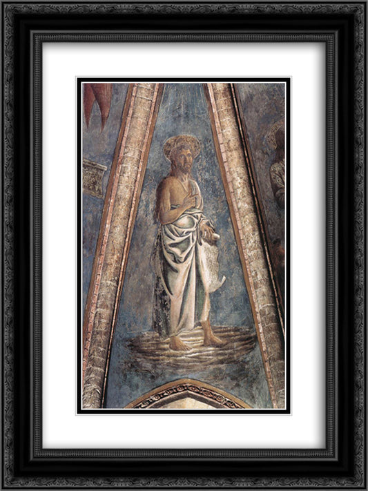 St. John the Baptist 18x24 Black Ornate Wood Framed Art Print Poster with Double Matting by Castagno, Andrea del