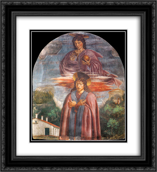 St. Julian and the Redeemer 20x22 Black Ornate Wood Framed Art Print Poster with Double Matting by Castagno, Andrea del