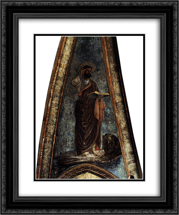 St. Mark 20x24 Black Ornate Wood Framed Art Print Poster with Double Matting by Castagno, Andrea del