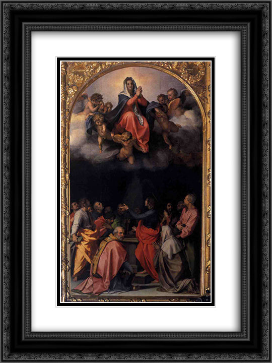 Assumption of the Virgin 18x24 Black Ornate Wood Framed Art Print Poster with Double Matting by Sarto, Andrea del