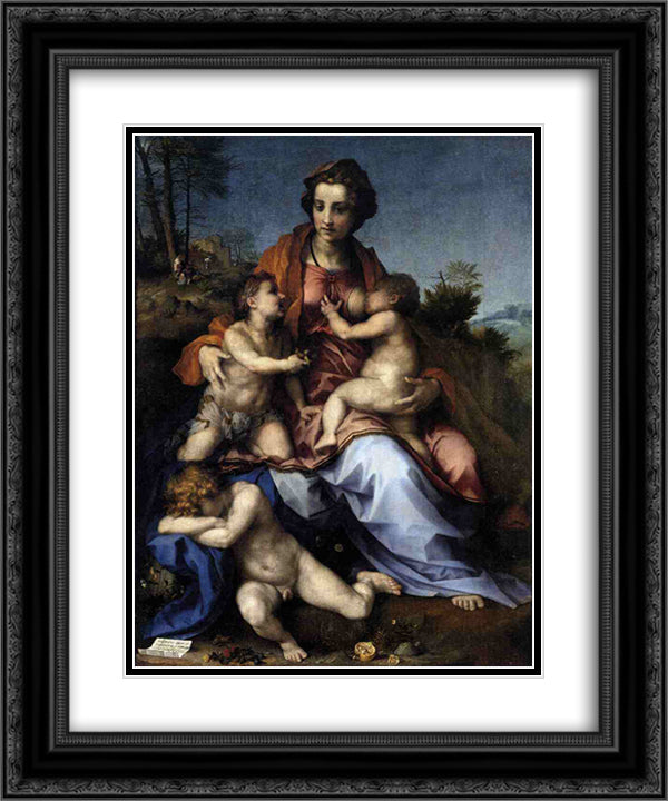 Charity 20x24 Black Ornate Wood Framed Art Print Poster with Double Matting by Sarto, Andrea del