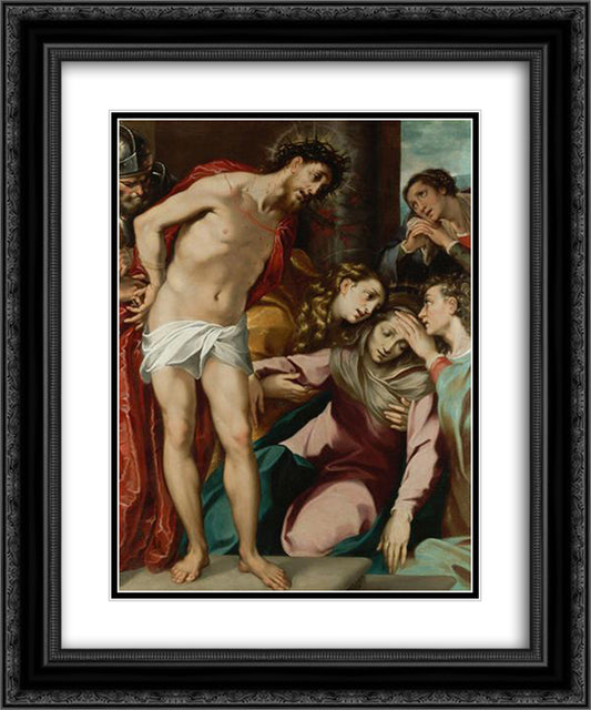 Christ at the Scourge Column 20x24 Black Ornate Wood Framed Art Print Poster with Double Matting by Sarto, Andrea del